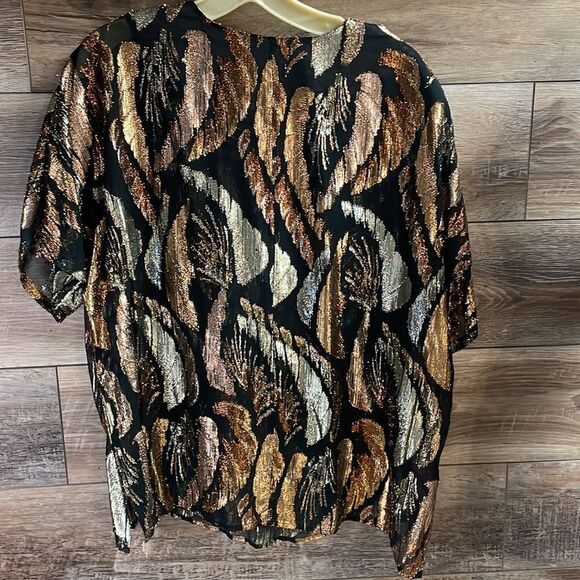 A.C. Sport Ladies Dressy Top Black and Gold Shimmery Design - Picture 7 of 8